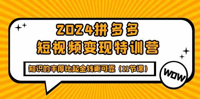 【第52356期】2024拼多多短视频变现特训营，知识的丰厚比起金钱更可靠（11节课）