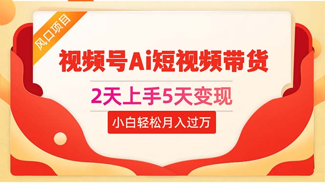 (5.31)2天上手5天变现视频号Ai短视频带货0粉丝0基础小白轻松月入过万